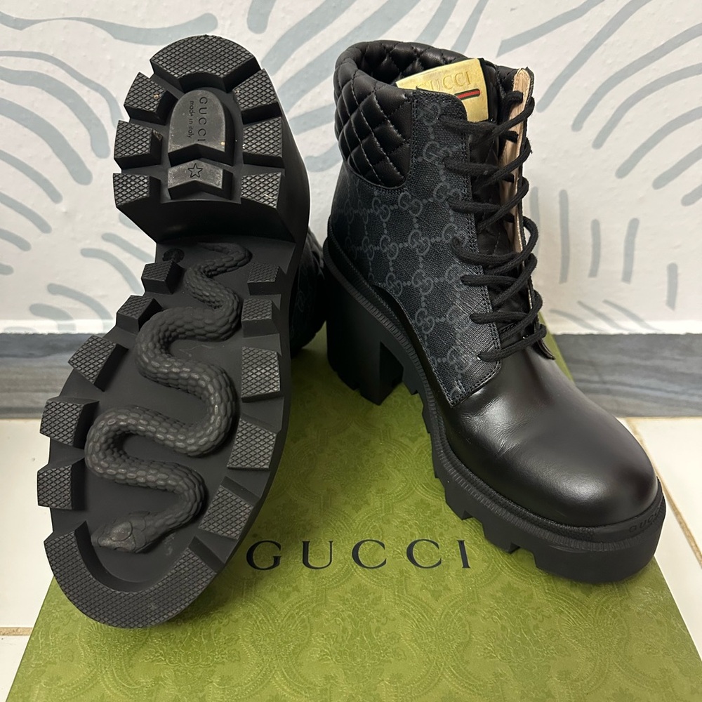 Gucci Apollo Black Lace-Up Women's Boots